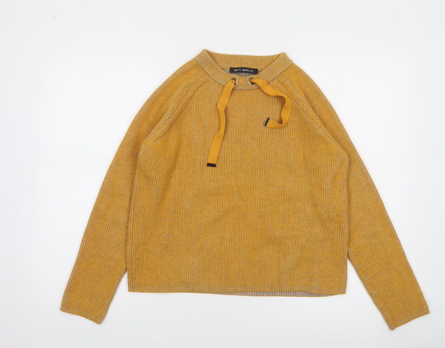 Betty Barclay Women's Yellow Striped Pullover Jumper Size 10
