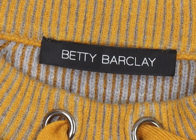 Betty Barclay Women's Yellow Striped Pullover Jumper Size 10