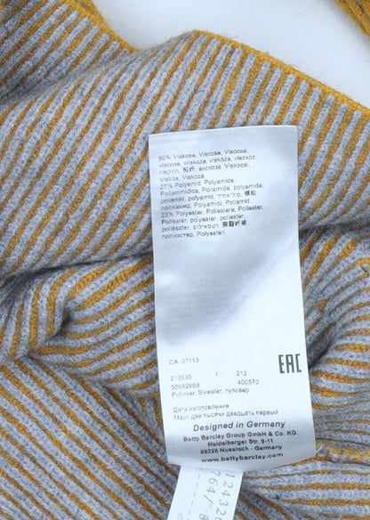 Betty Barclay Women's Yellow Striped Pullover Jumper Size 10