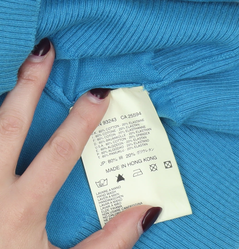 Diesel Men's Blue V-Neck Cotton Pullover Jumper Size S