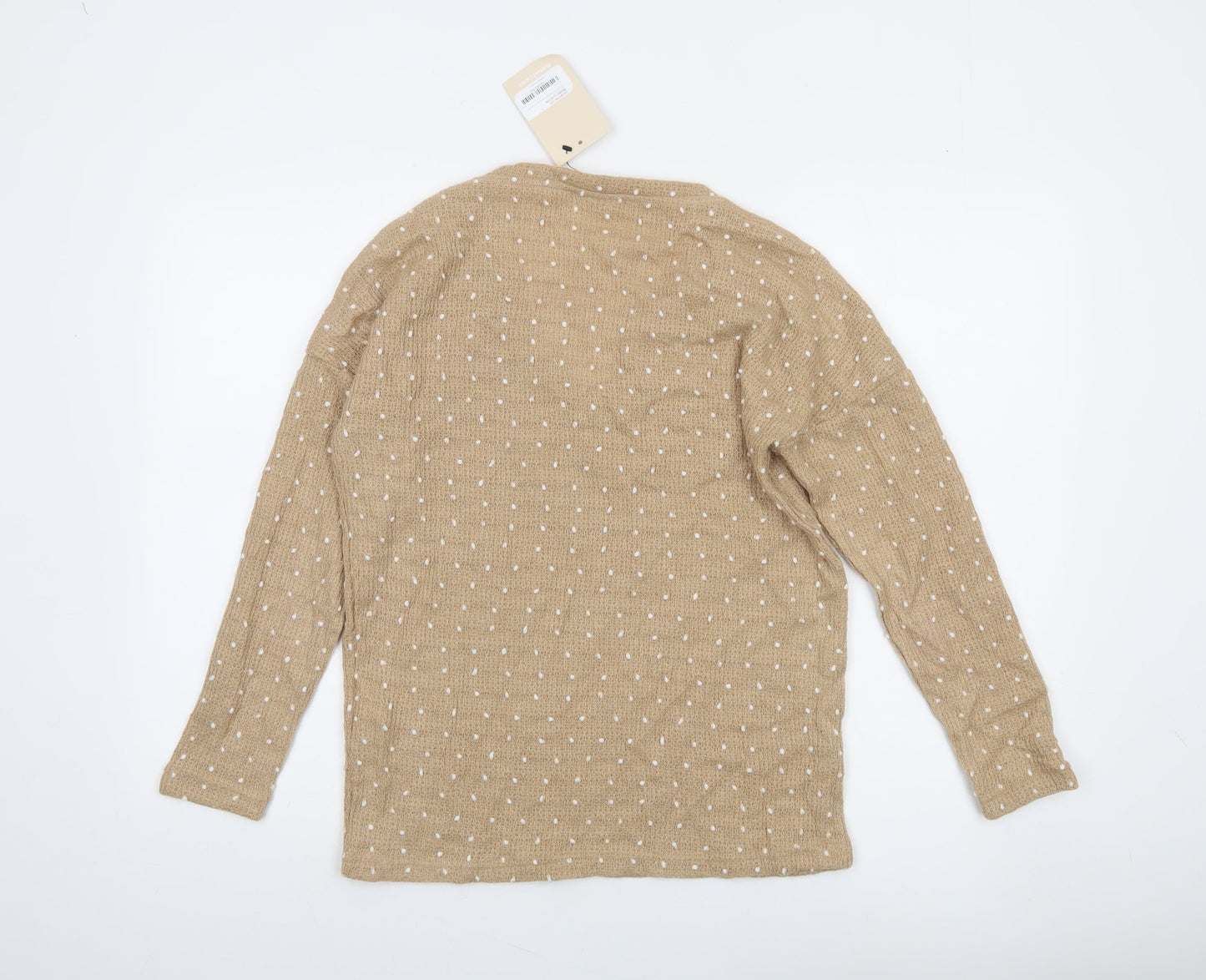 Mamalicious Women Beige Polka Dot Knit V-Neck Maternity Jumper S