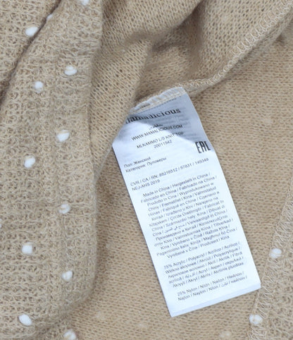 Mamalicious Women Beige Polka Dot Knit V-Neck Maternity Jumper S