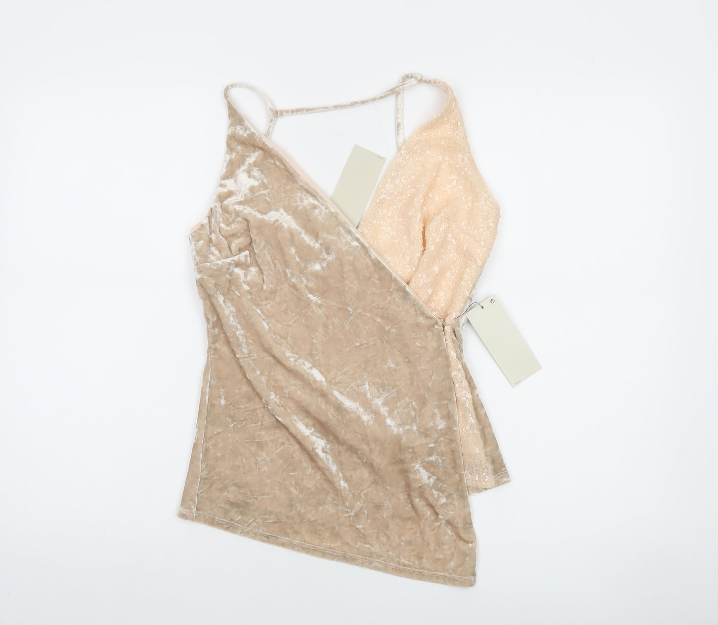 Next Women’s Beige Sequin Velvet Camisole Top Size 12