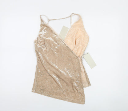 Next Women’s Beige Sequin Velvet Camisole Top Size 12