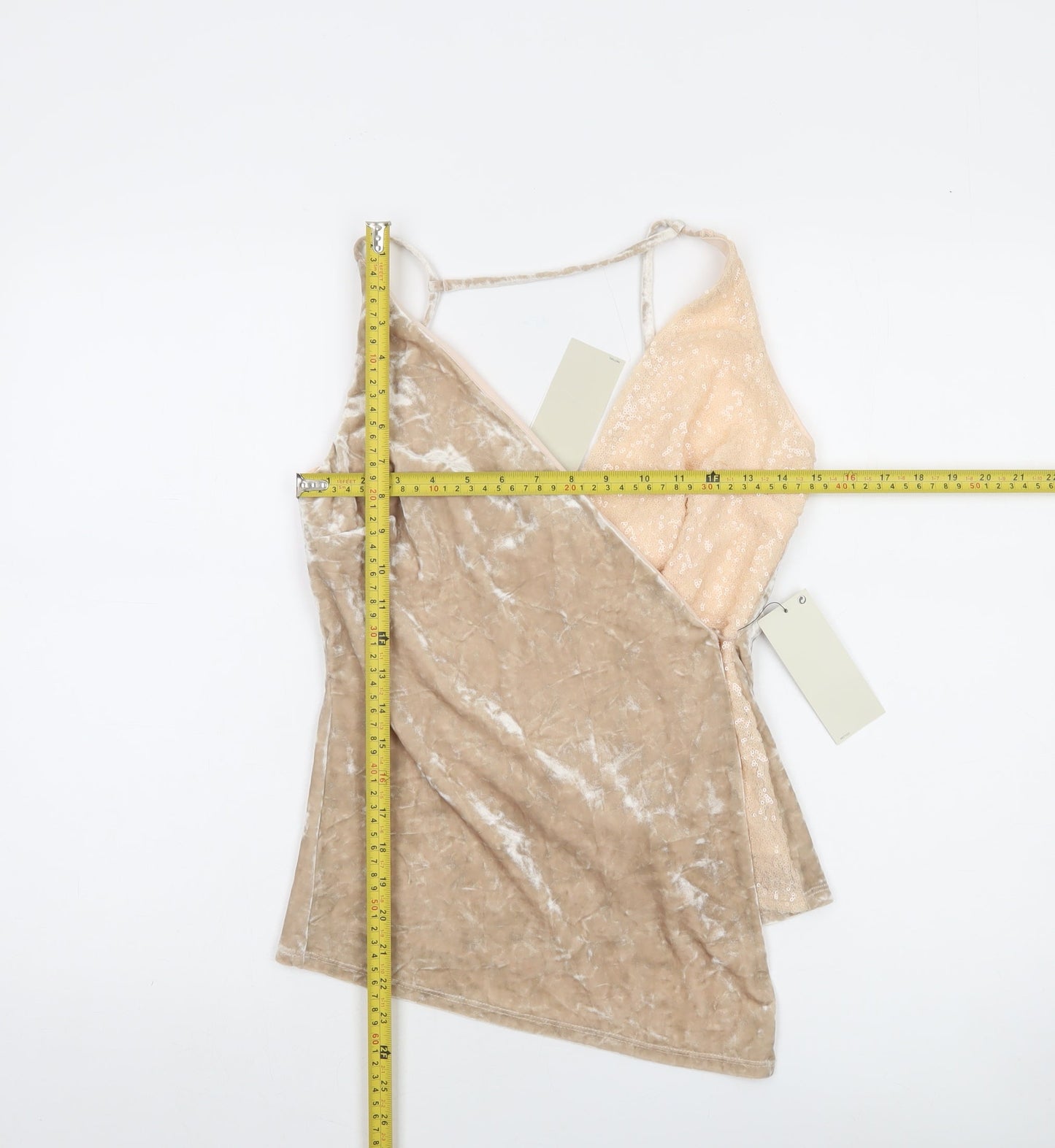 Next Women’s Beige Sequin Velvet Camisole Top Size 12