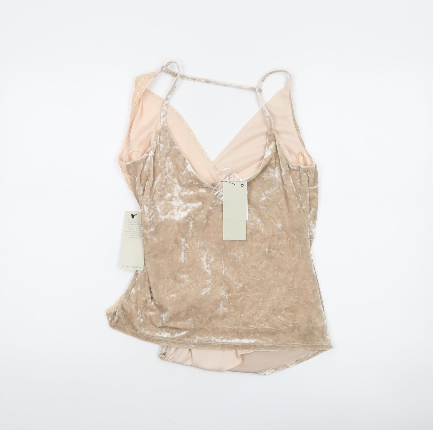 Next Women’s Beige Sequin Velvet Camisole Top Size 12