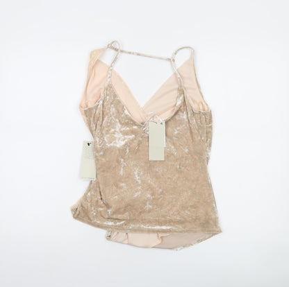 Next Women’s Beige Sequin Velvet Camisole Top Size 12