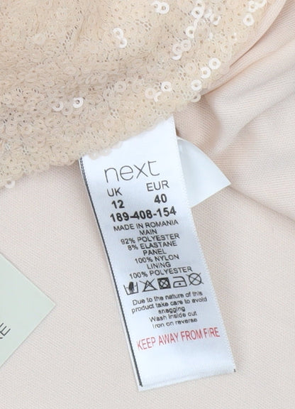 Next Women’s Beige Sequin Velvet Camisole Top Size 12