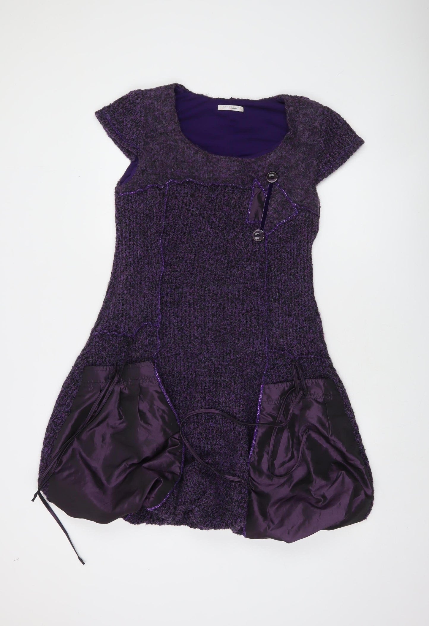 Tarsiani Milano Women’s Purple Wool Blend Short Bubble Hem Dress Size 14