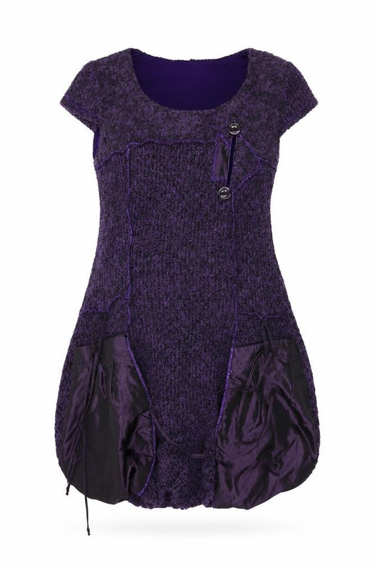 Tarsiani Milano Women’s Purple Wool Blend Short Bubble Hem Dress Size 14