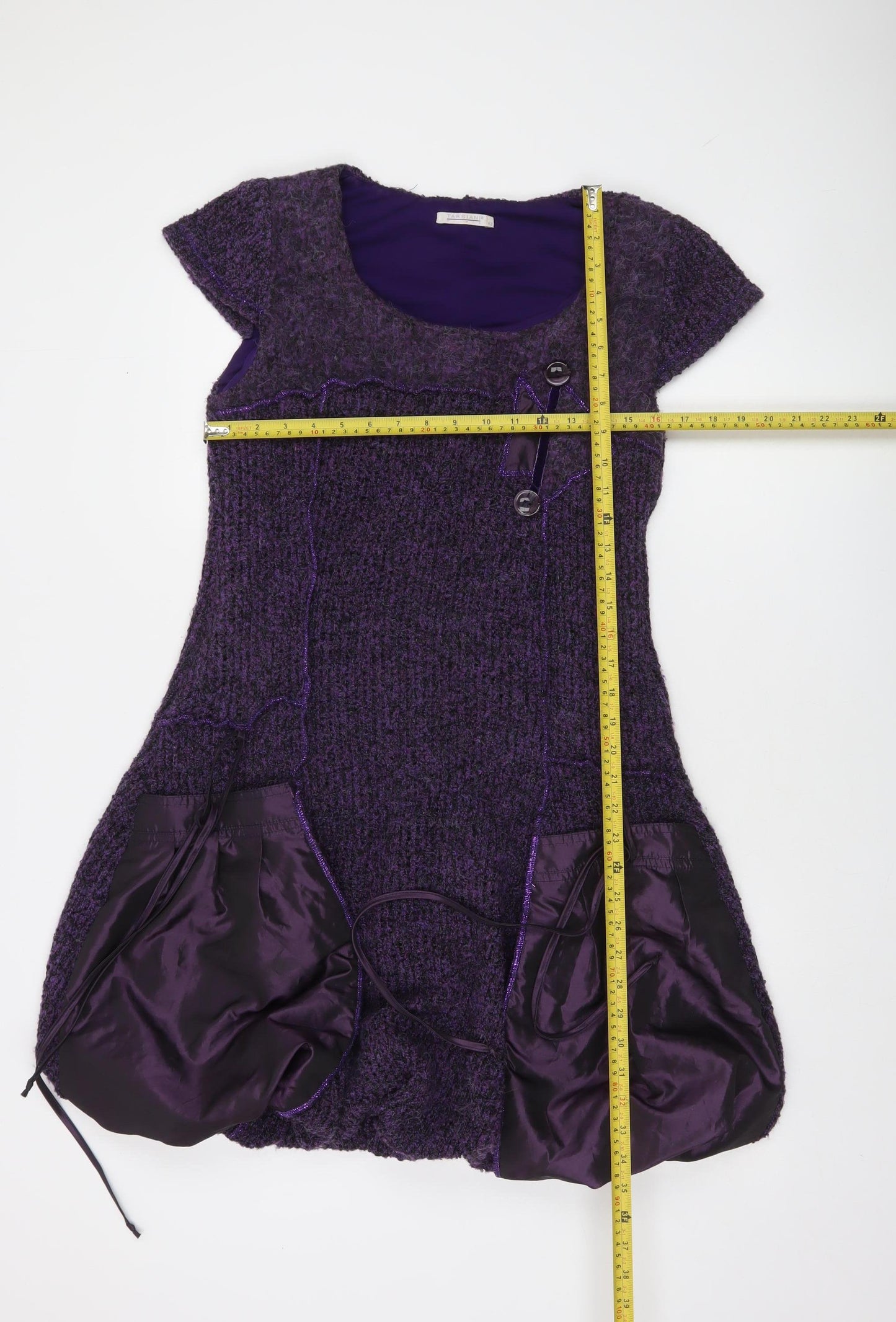 Tarsiani Milano Women’s Purple Wool Blend Short Bubble Hem Dress Size 14