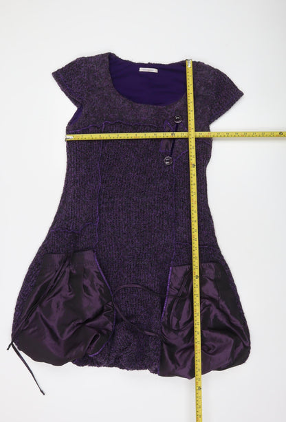 Tarsiani Milano Women’s Purple Wool Blend Short Bubble Hem Dress Size 14