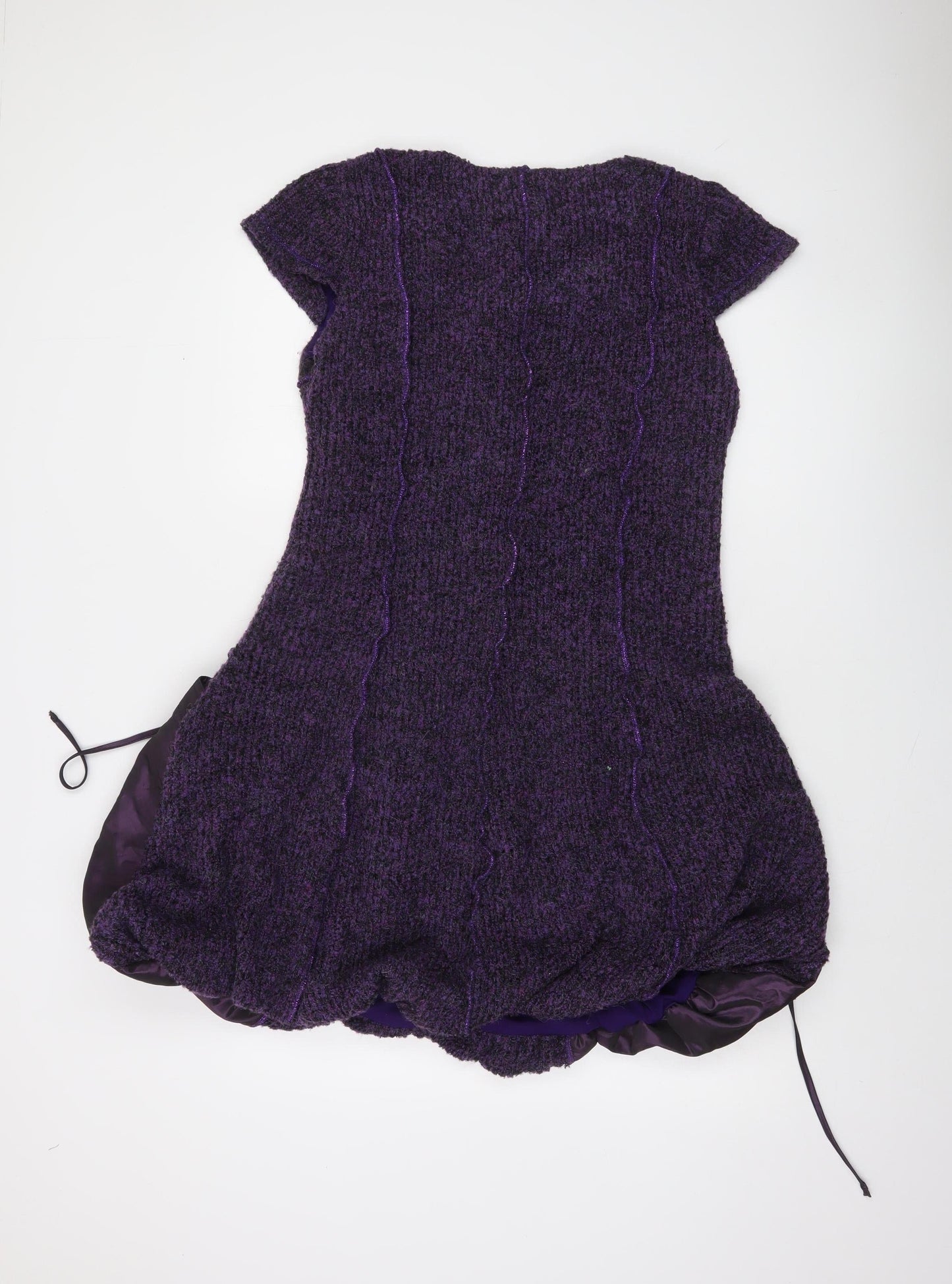 Tarsiani Milano Women’s Purple Wool Blend Short Bubble Hem Dress Size 14