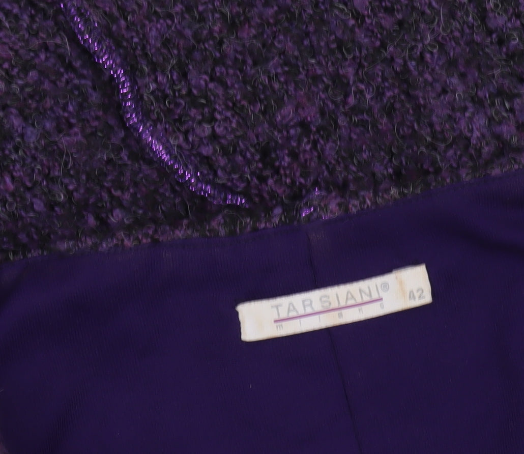 Tarsiani Milano Women’s Purple Wool Blend Short Bubble Hem Dress Size 14
