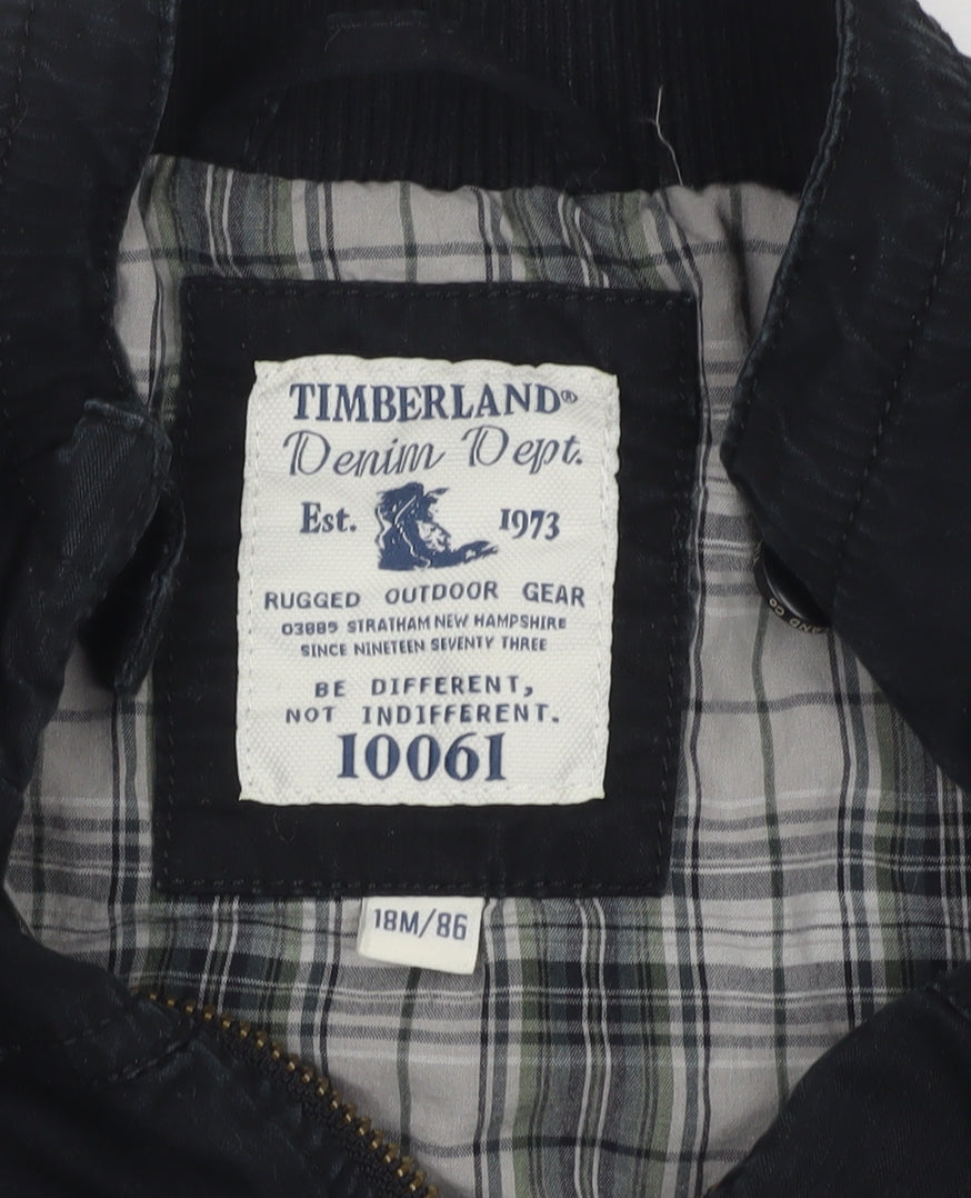 Timberland Boys Black 18 Months Bomber Jacket 100% Cotton Zip Up