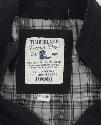 Timberland Boys Black 18 Months Bomber Jacket 100% Cotton Zip Up
