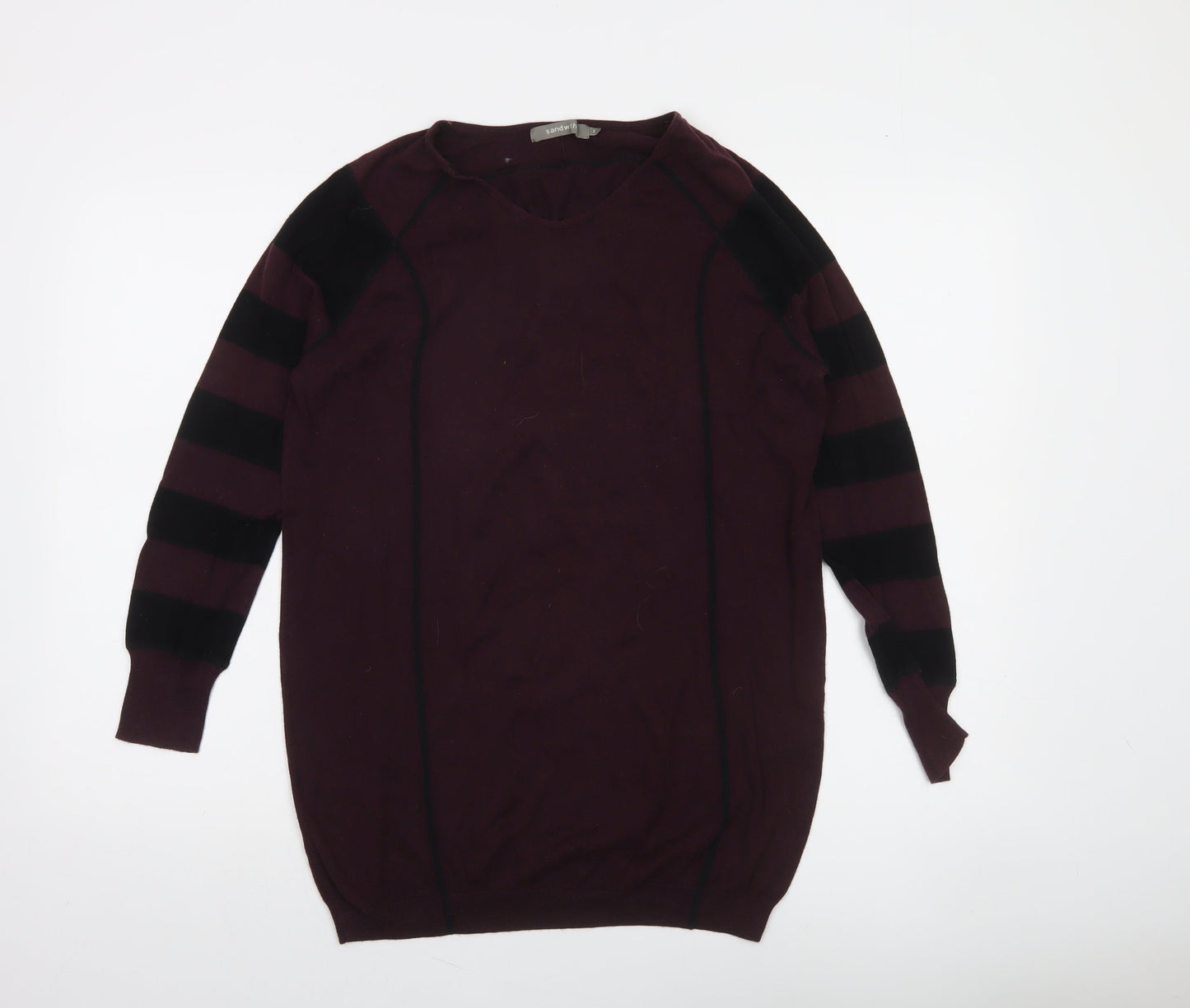 Sandwich Women's Burgundy & Black Striped Pullover Jumper Size S