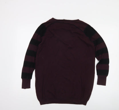 Sandwich Women's Burgundy & Black Striped Pullover Jumper Size S