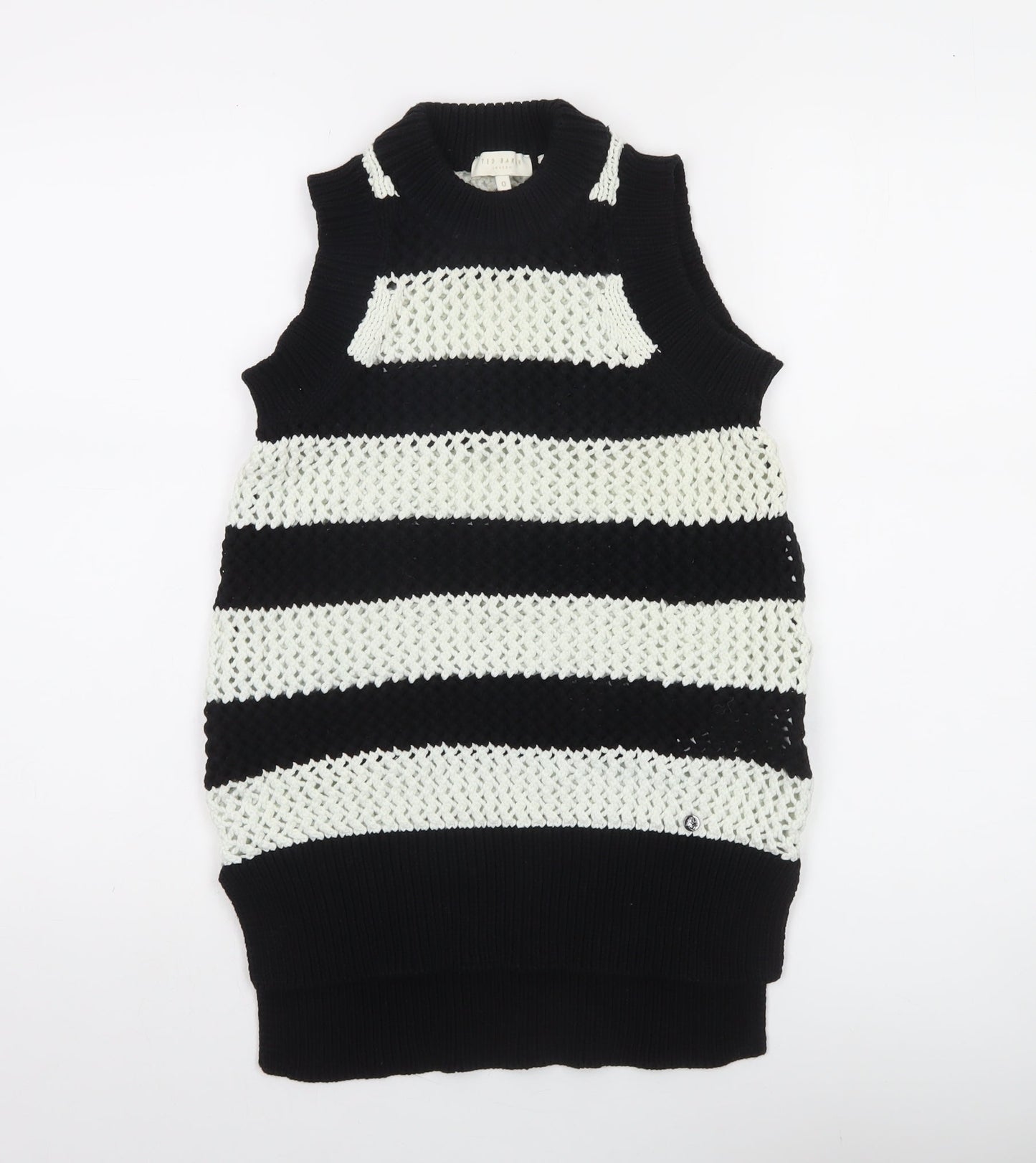 Ted Baker Women's Black & White Sleeveless Knit Vest Jumper Size XS