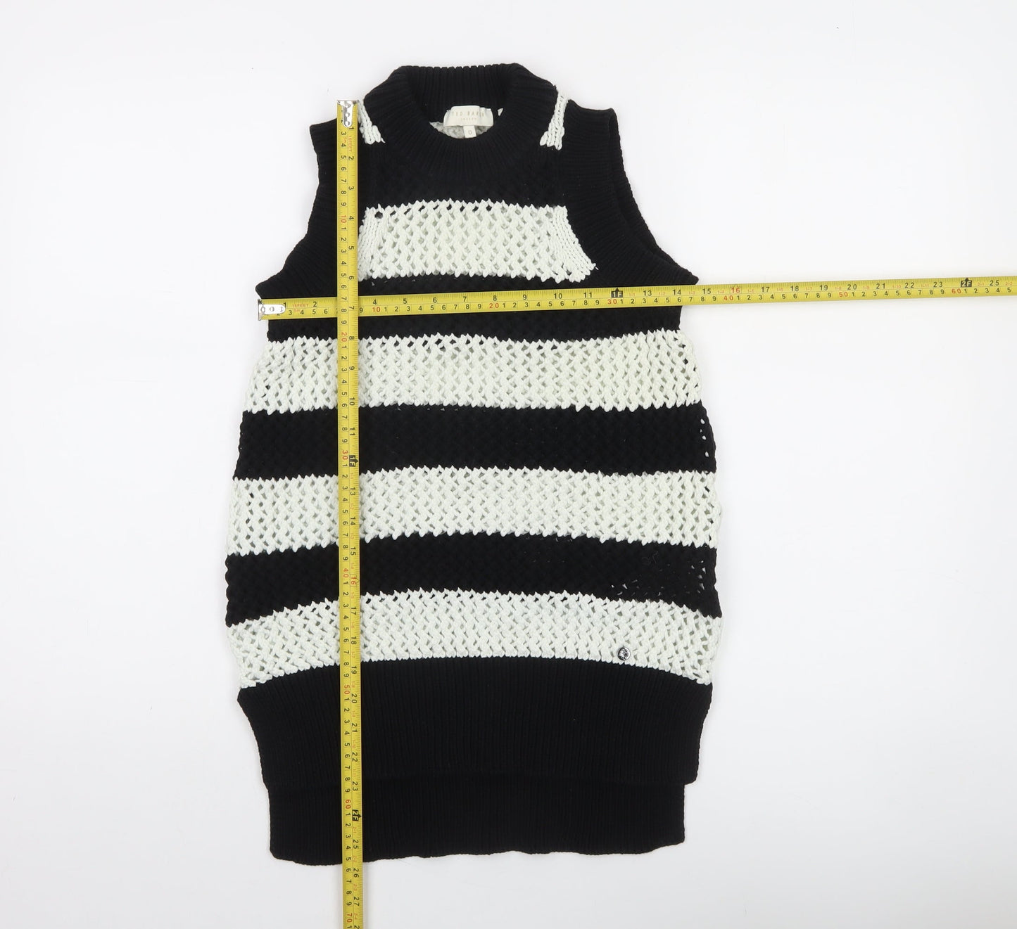 Ted Baker Women's Black & White Sleeveless Knit Vest Jumper Size XS