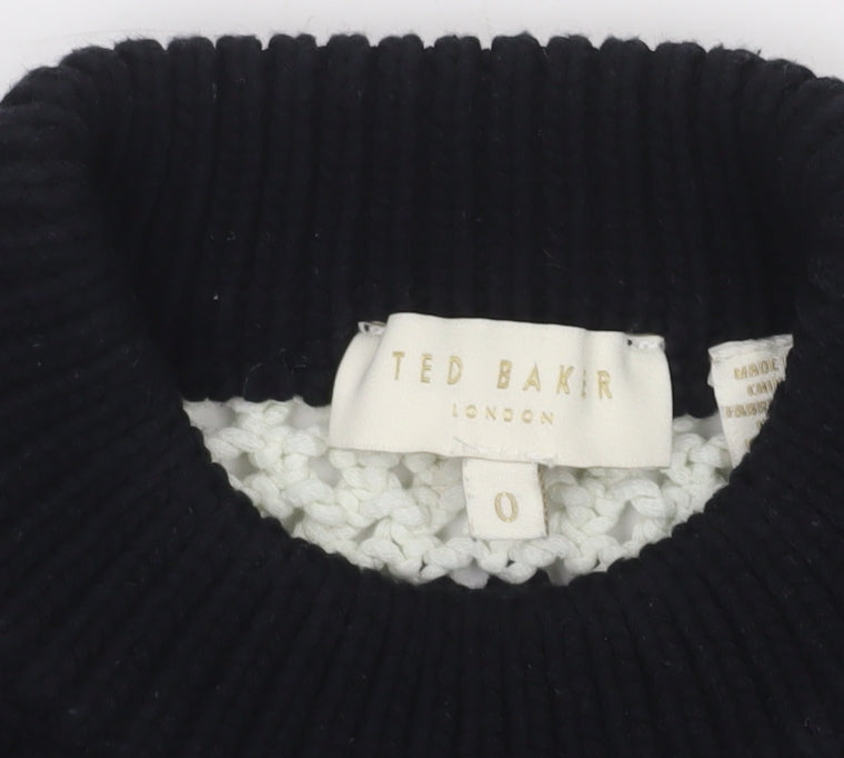 Ted Baker Women's Black & White Sleeveless Knit Vest Jumper Size XS