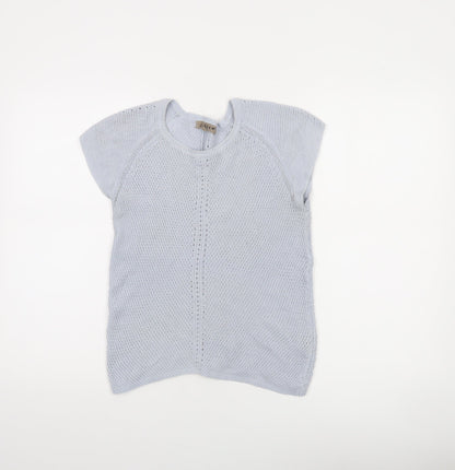 Jigsaw Women’s Grey 100% Cotton Short Sleeve Knit Jumper Size S