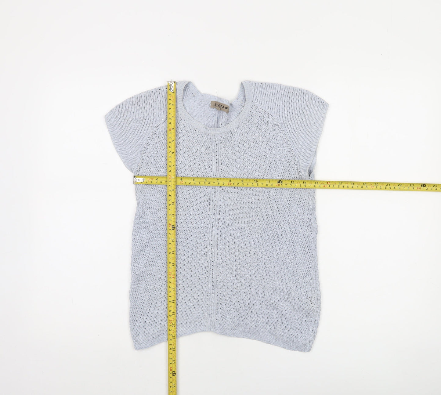Jigsaw Women’s Grey 100% Cotton Short Sleeve Knit Jumper Size S