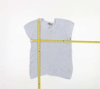 Jigsaw Women’s Grey 100% Cotton Short Sleeve Knit Jumper Size S