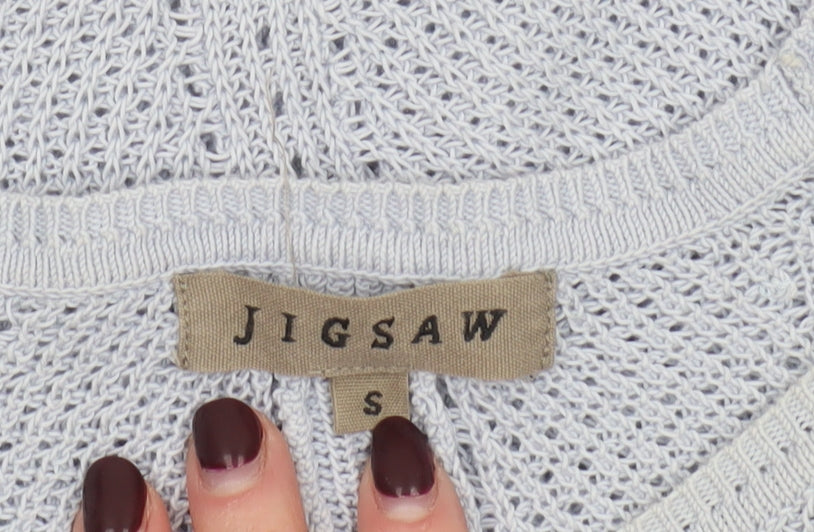 Jigsaw Women’s Grey 100% Cotton Short Sleeve Knit Jumper Size S