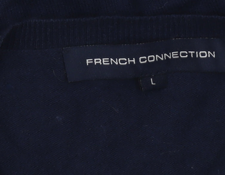 French Connection Women's Blue Cotton Blend Cardigan L