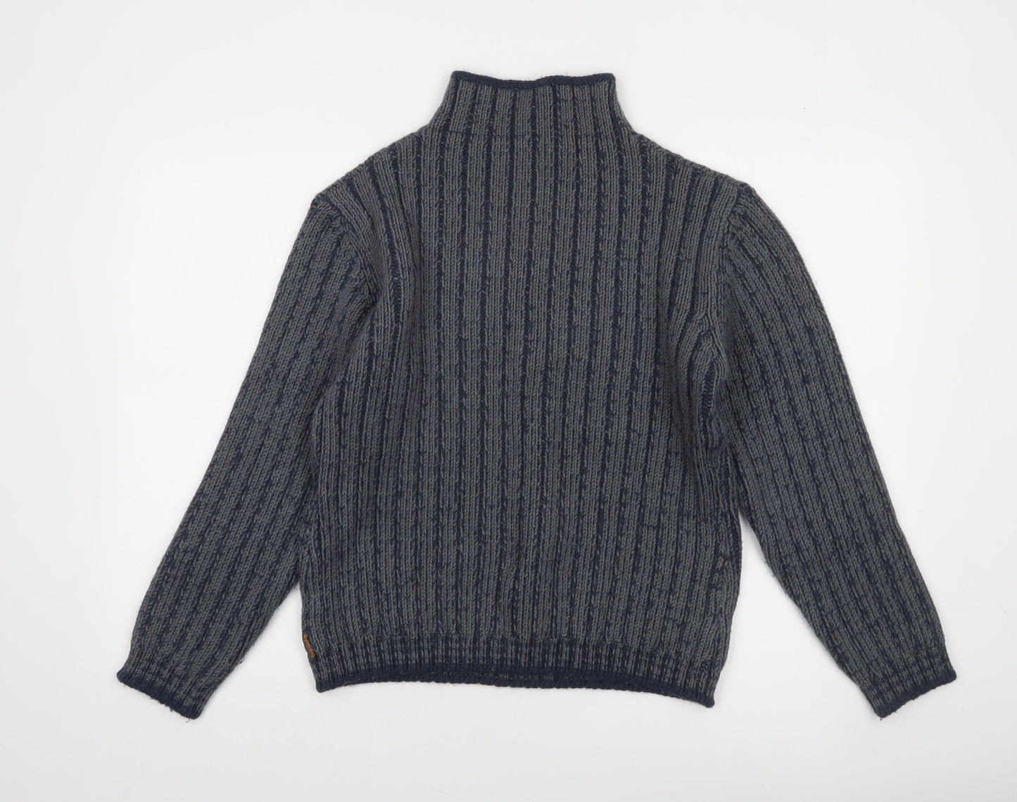 Timberland Men's Grey Wool Blend Cable Knit High Neck Jumper L