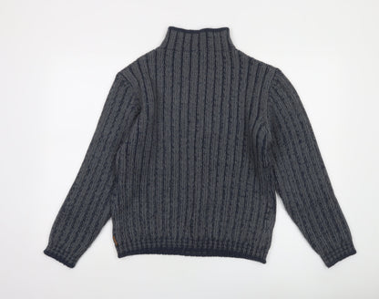 Timberland Men's Grey Wool Blend Cable Knit High Neck Jumper L