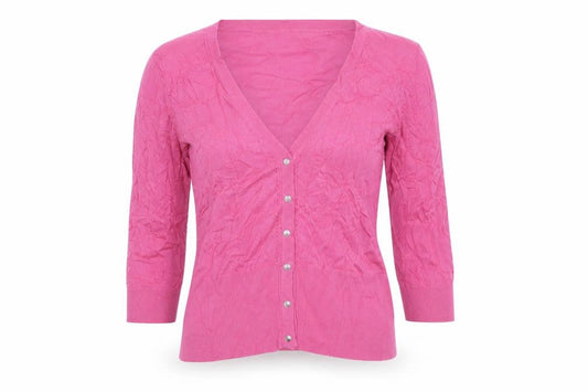 White House Black Market Women Pink M V-Neck Button Cardigan