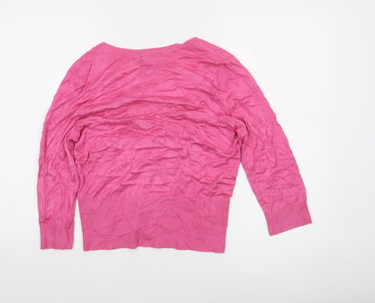 White House Black Market Women Pink M V-Neck Button Cardigan