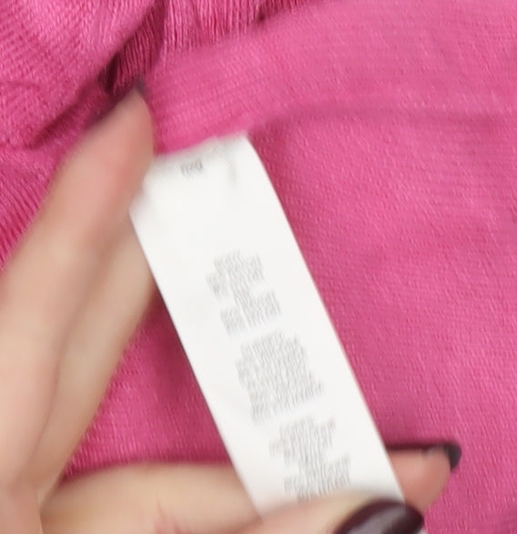White House Black Market Women Pink M V-Neck Button Cardigan