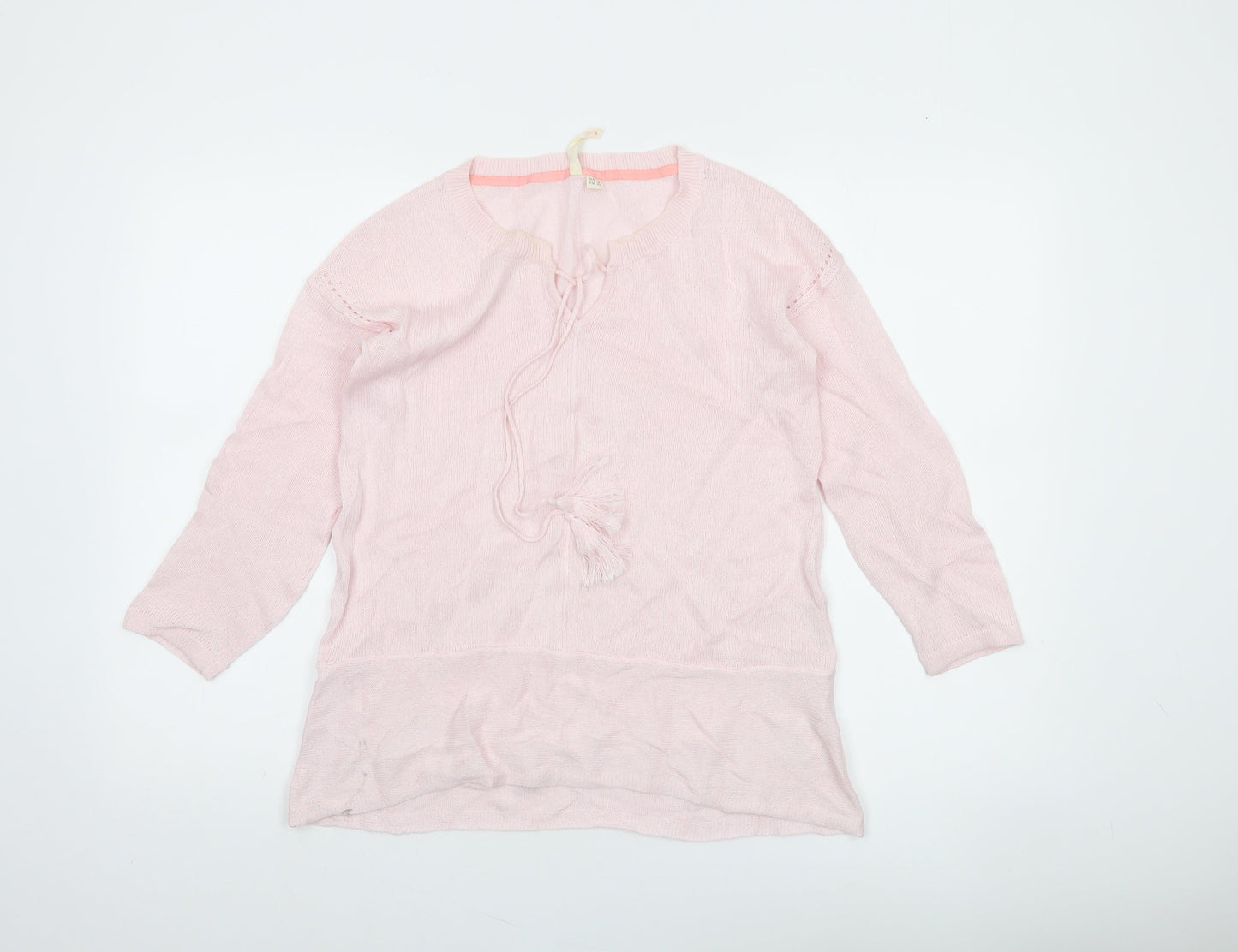 Mamas & Papas Women’s Pink Wool Blend 3/4 Sleeve Tunic Jumper Size 8