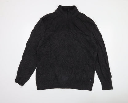 Barbour Men's Grey Wool Blend Half Zip Jumper L