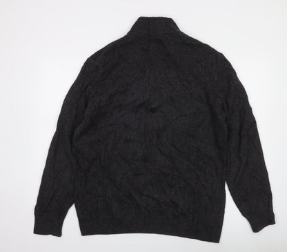 Barbour Men's Grey Wool Blend Half Zip Jumper L