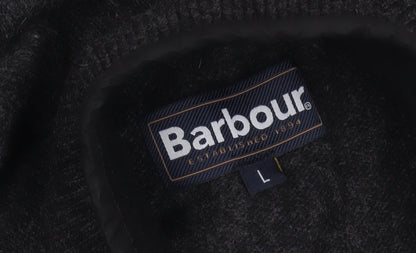 Barbour Men's Grey Wool Blend Half Zip Jumper L
