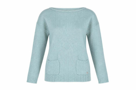 White Stuff Women's Blue Wool Knit Jumper UK 8 Boat Neck Long Sleeve