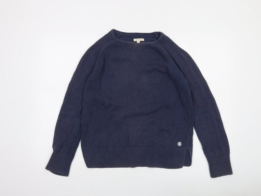 Barbour Women's Blue Cotton Crew Neck Jumper Size 10