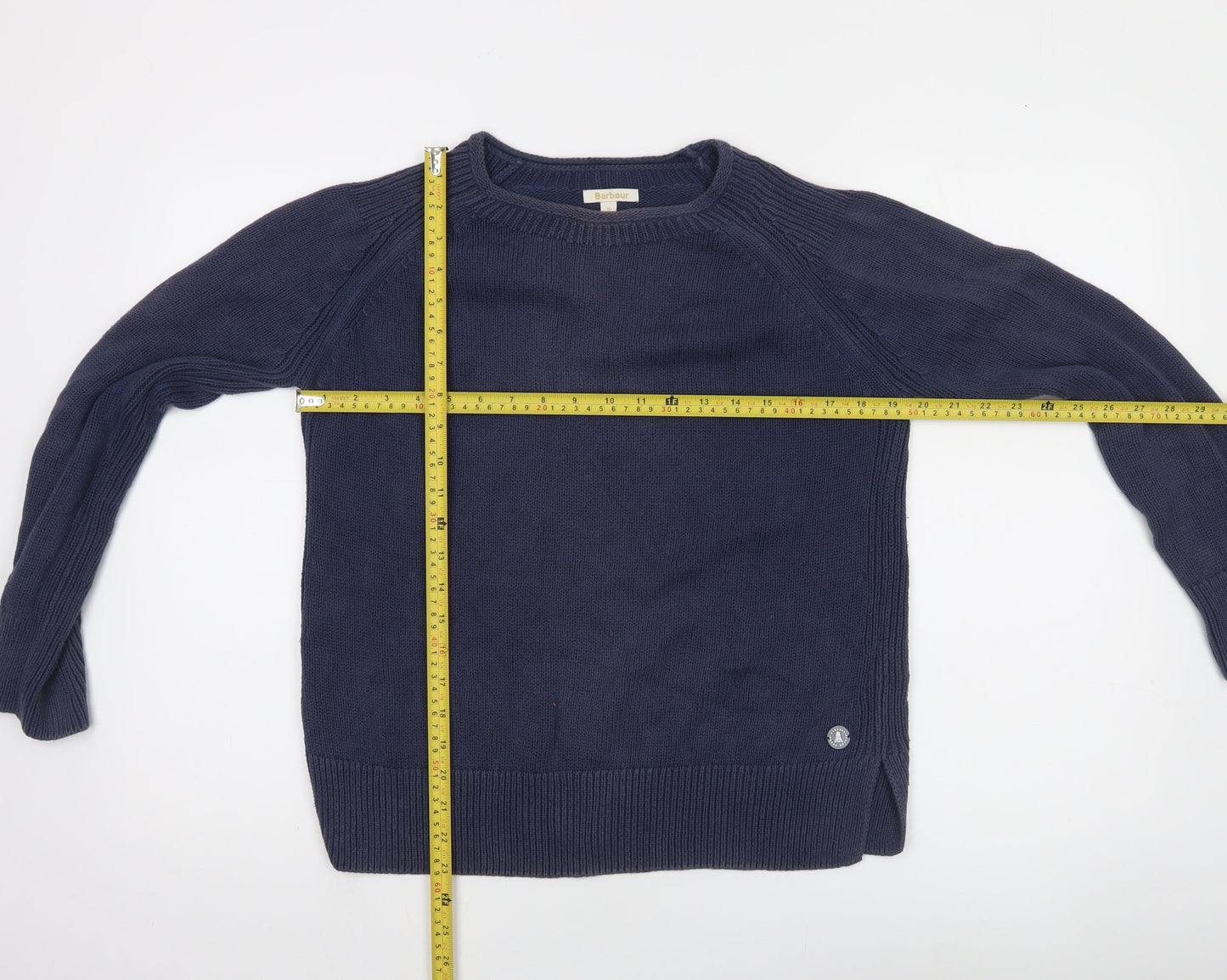 Barbour Women's Blue Cotton Crew Neck Jumper Size 10