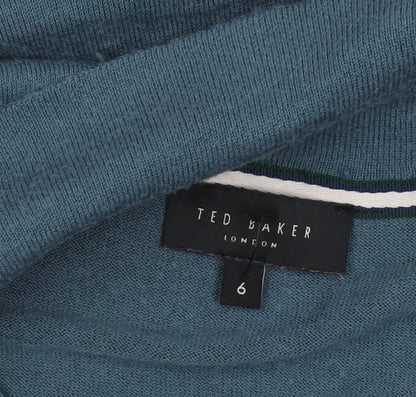 Ted Baker Men's Blue Cotton Blend Collared Henley Jumper XL