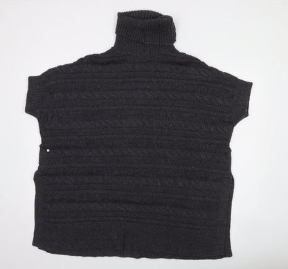 FatFace Women's Black Roll Neck Cable-Knit Short Sleeve Jumper S