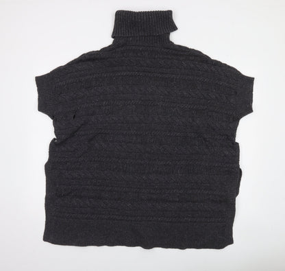 FatFace Women's Black Roll Neck Cable-Knit Short Sleeve Jumper S