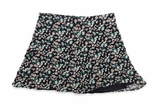 Bershka Womens Blue Floral Short A-Line Skirt Size L