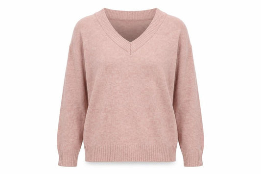 Vila Women’s Pink V-Neck Knit Jumper Size S Long Sleeve Pullover