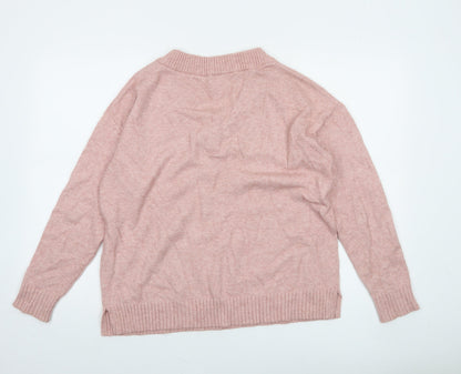 Vila Women’s Pink V-Neck Knit Jumper Size S Long Sleeve Pullover