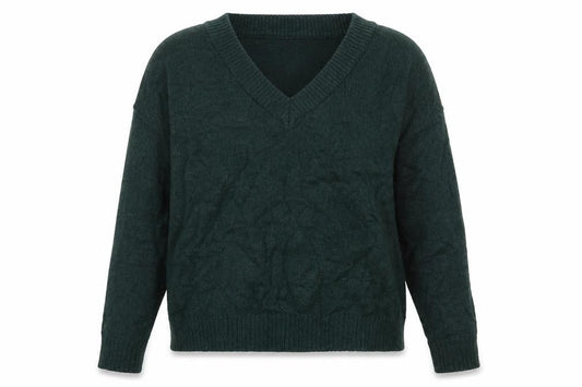 Vila Women Green V-Neck Long Sleeve Pullover Jumper Size S