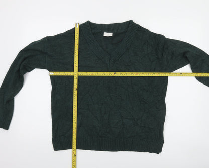 Vila Women Green V-Neck Long Sleeve Pullover Jumper Size S
